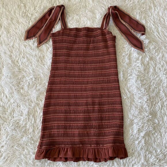 Storia Mauve Pink Stretch Bodycon Mini Sundress with Tie Straps Size L - Picture 9 of 9
